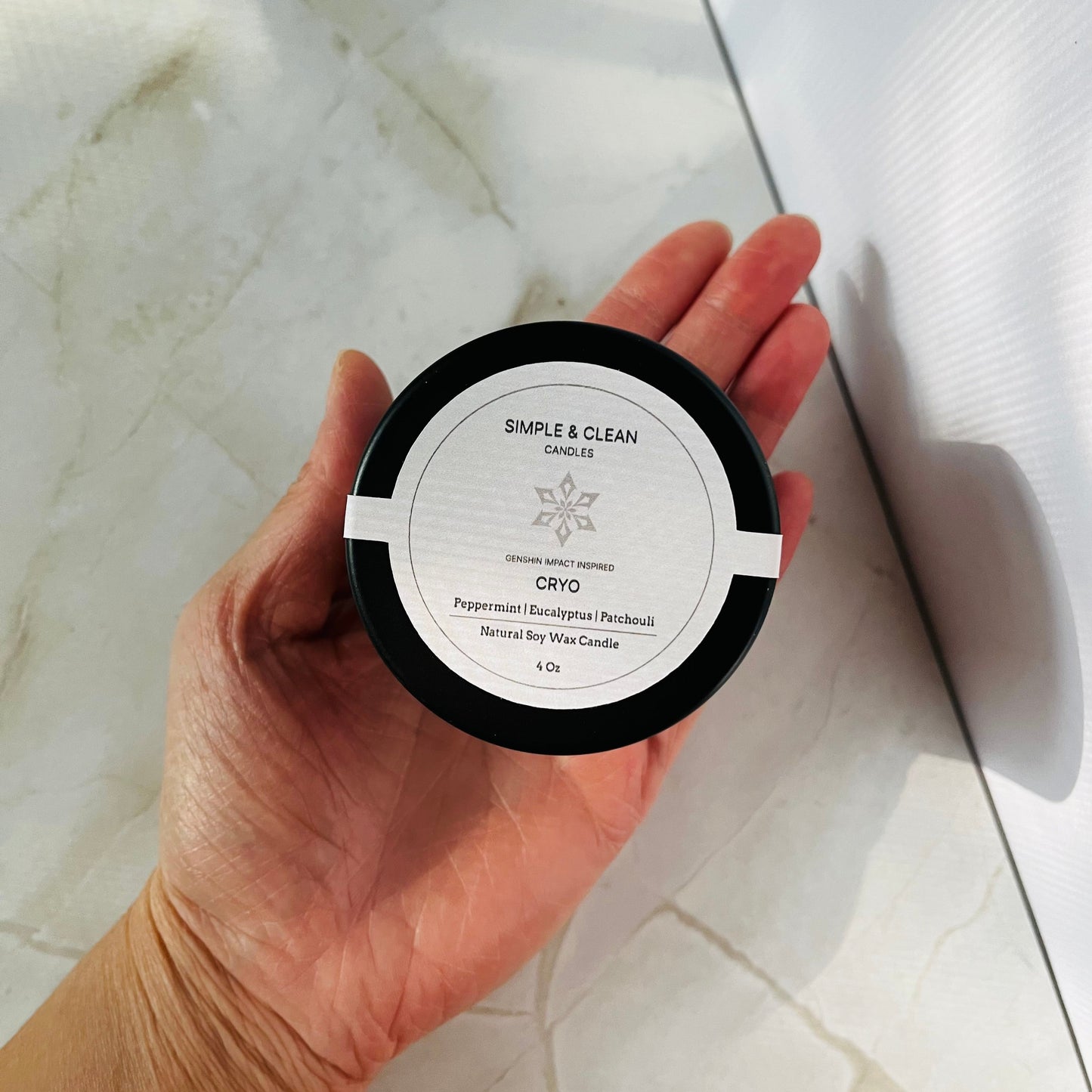 Genshin Impact Inspired Cryo Soy Wax 4 oz Candle